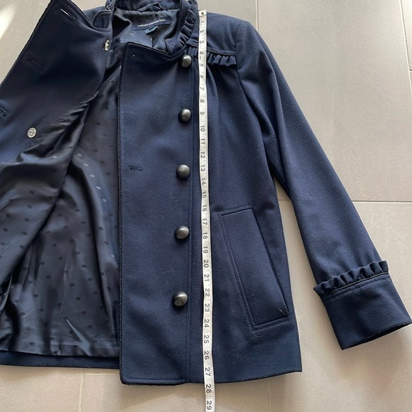 French Connection wool navy coat/jacket with black piping - Picture 6 of 17